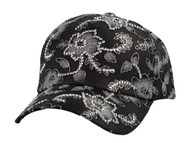 Top Headwear Fashion Floral Lace Rhinestone Baseball Cap