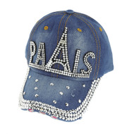 Top Headwear Paris Eiffel Tower Stones Distressed Baseball Cap