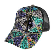 Top Headwear Fashion Sequin Mesh Adjustable Trucker Hat