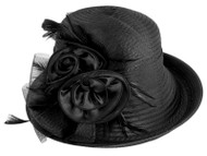 Top Headwear Small Brim Church Braid Hat With Double Flowers