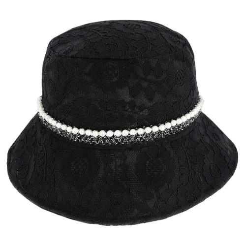 Top Headwear Fashion Lace Pearl Bucket Hat