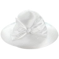 ChicHeadwear Bridal Church Satin Large Bow Wide Brim Floppy Braid Hat