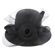 ChicHeadwear Bridal Church Large Flower Mesh Braid Hat