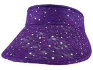 Top Headwear Womens Glitter Sequin Wide-Brim Visor Hat