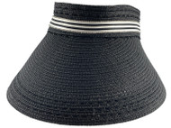 Top Headwear Womens Straw Wide Brim Black Stripe Summer Sun Hat