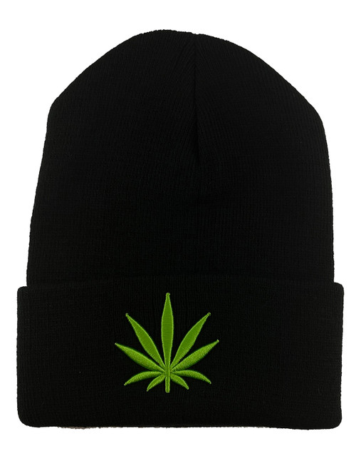 Gravity Threads Marijuana Leaf Cuffed Beanie