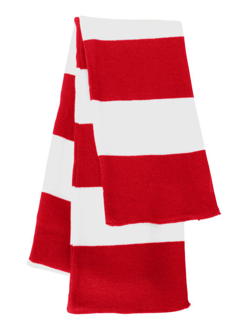Sportsman - Rugby Striped Knit Scarf, Red White