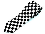 New Checkered Board Print Tie - Black / White