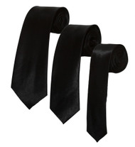 GT Mens Solid Skinny Costume Black Necktie 3-Pack (1 1/2, 2 & 3 Inches)