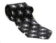 Trendy Necktie - Black with White Spiders Pattern