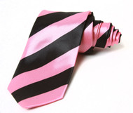 2' Trendy Skinny Tie  - Black Pink Diagnal Stripe