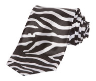 Trendy Skinny Tie - Regular White and Black Zebra Print