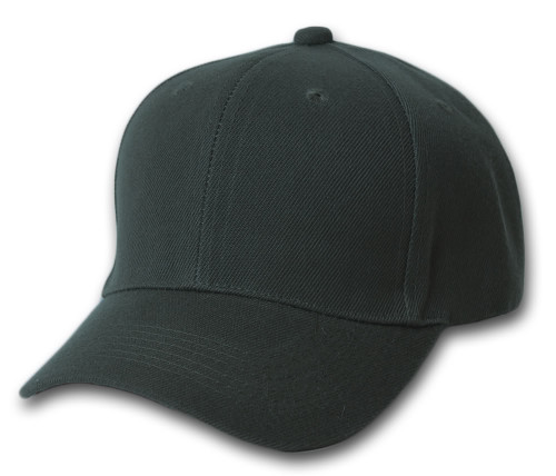 Plain Fitted Curve Bill Hat, Black  7 1/8