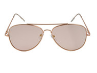 Women's Metal Large Aviator Gold Frame w/ Light Pink Flash Lens