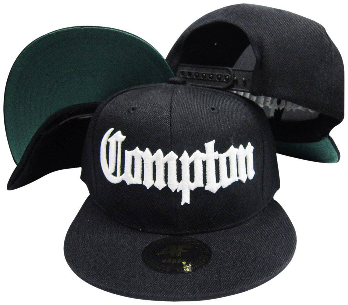 Compton Old English Black Adjustable Flatbill Snapback Hat w sunglass ...
