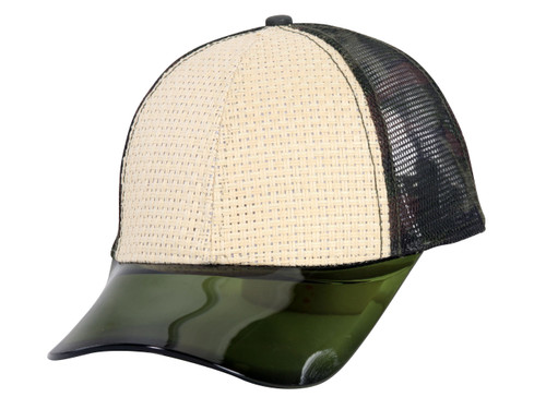 Mens Adjustable Trucker Hat Straw With Clear Visor Bill