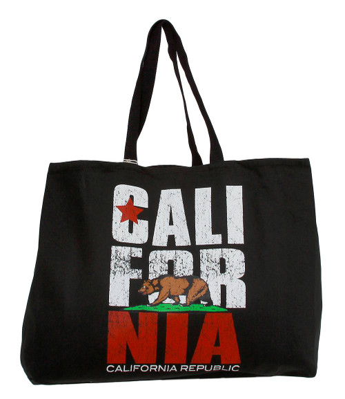 California Republic Flag Black Tote Bag