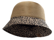 Gravity Threads Womens Baby Leopard Print Cloche Staw Bucket Hat