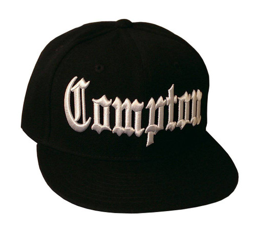 Compton Flat Bill Snapback Black Adjustable Baseball Cap