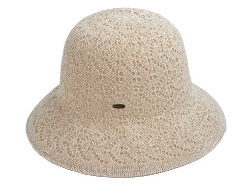 C.C Women's Reversible Cloche Hat with Fancy Eyelet Pattern