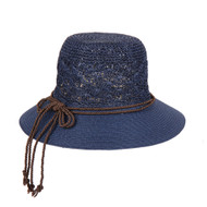 Chic Headwear Crocheted Paper Braid Hat w/ Rope Ribbon
