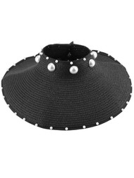 Top Headwear Large Pearl Satin Woven Sun Visor Hat