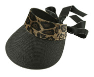 Top Headwear Leopard Woven Satain Ribbon Visor Hat
