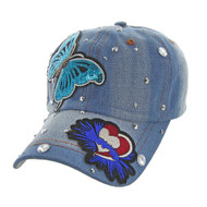 Top Headwear Flying Butterfly Denim Baseball Cap