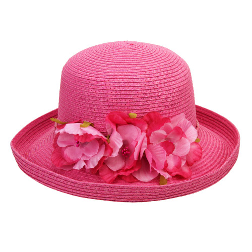 Chic Headwear Braid Hat w/ Side Flowers