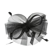 Chic Headwear Looped Feather Scrunched Mesh Fascinator