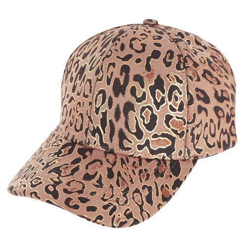 Top Headwear Women's Metallic Gold Accent Leopard Print Fashion Baseball Cap