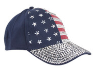 Rhinestone USA Theme Adjustable Strap Hat