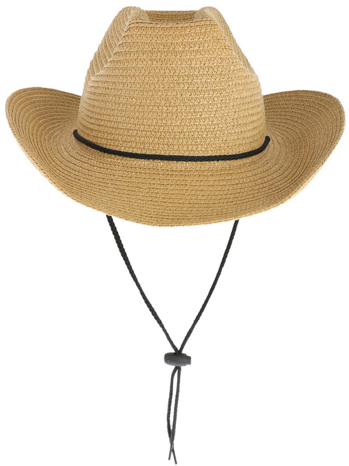 Top Headwear Belted Western Paper Braid Cowboy Hat w/ Adjustable Strap