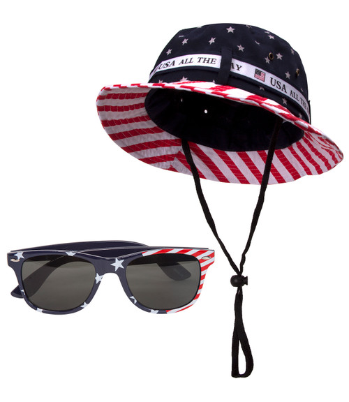 USA Stars and Stripes Kit - Bucket Hat + Sunglasses