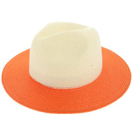 Top Headwear Colorblock Brim Two Tone Fedora Braid Panama Hat