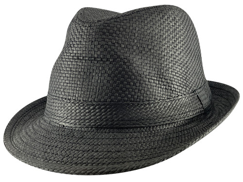 Top Headwear Solid Band Straw Fedora Hat