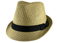 Top Headwear Natural Straw Fedora Hat