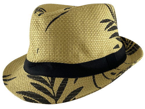 Top Headwear Natural Foliage Straw Fedora Hat