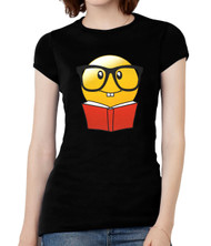Womens Emoticon Reading Book Short-Sleeve T-Shirt