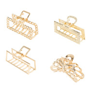 Women's Gold Hair Clip Metal Jaw Clamp Accessories 4 Pack