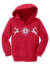 Toddler Ugly Christmas Snowflake Deer Pullover Hooded Sweatshirt