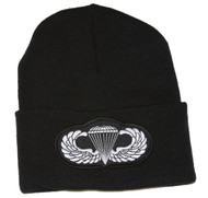 Delux Military 3D Patch Embroidery Black Cuff Beanie US Army
