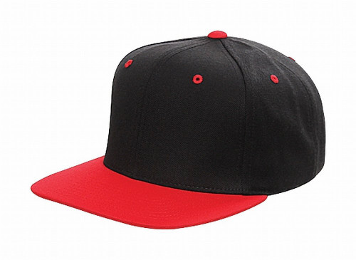 Yupoong Two-Tone Pro-Style Wool Blend Snapback Hat Baseball Cap Black / Red