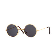 Circular Gold (50mm) Frame Black Lens Sunglasses