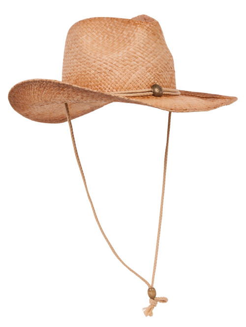 Raffia Western Cowboy Hat - Tea Stain