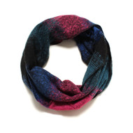 D&Y Women's Multi Color-Washed Block Infinity Scarf - Fuchsia