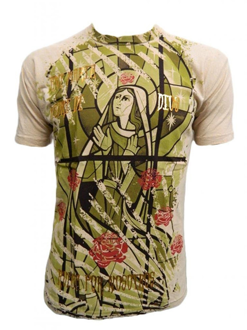 Konflic Men's Virgin Mary Stained Window Graphic Fashion MMA T Shirt
