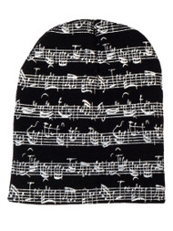 Gravity Threads Mens Musical Notes Cuffless Beanie, Black