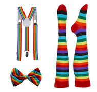 Rainbow Pride Alliance Pride Suspender, Long Socks, and Bowtie Combo Kit