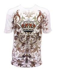 Pinnacle Metallic Silver Embossed Crown MMA Muscle  T-shirt